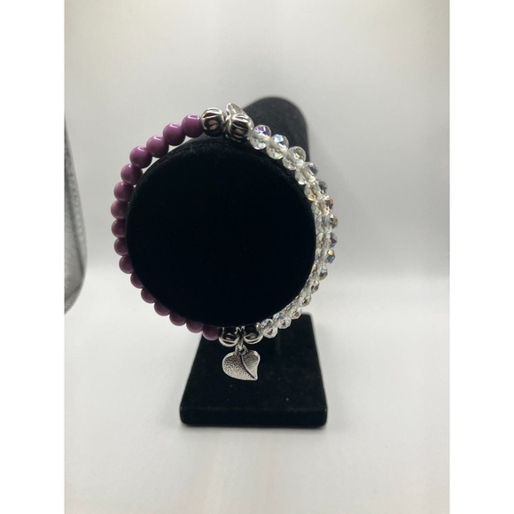 Lavender & Clear Beads Bracelet with Silver-Tone Charms! - Picture 2 of 6